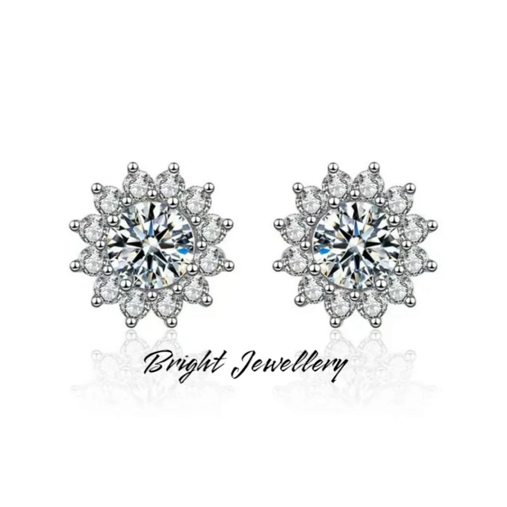 Anting mata zircon silver s925 asli