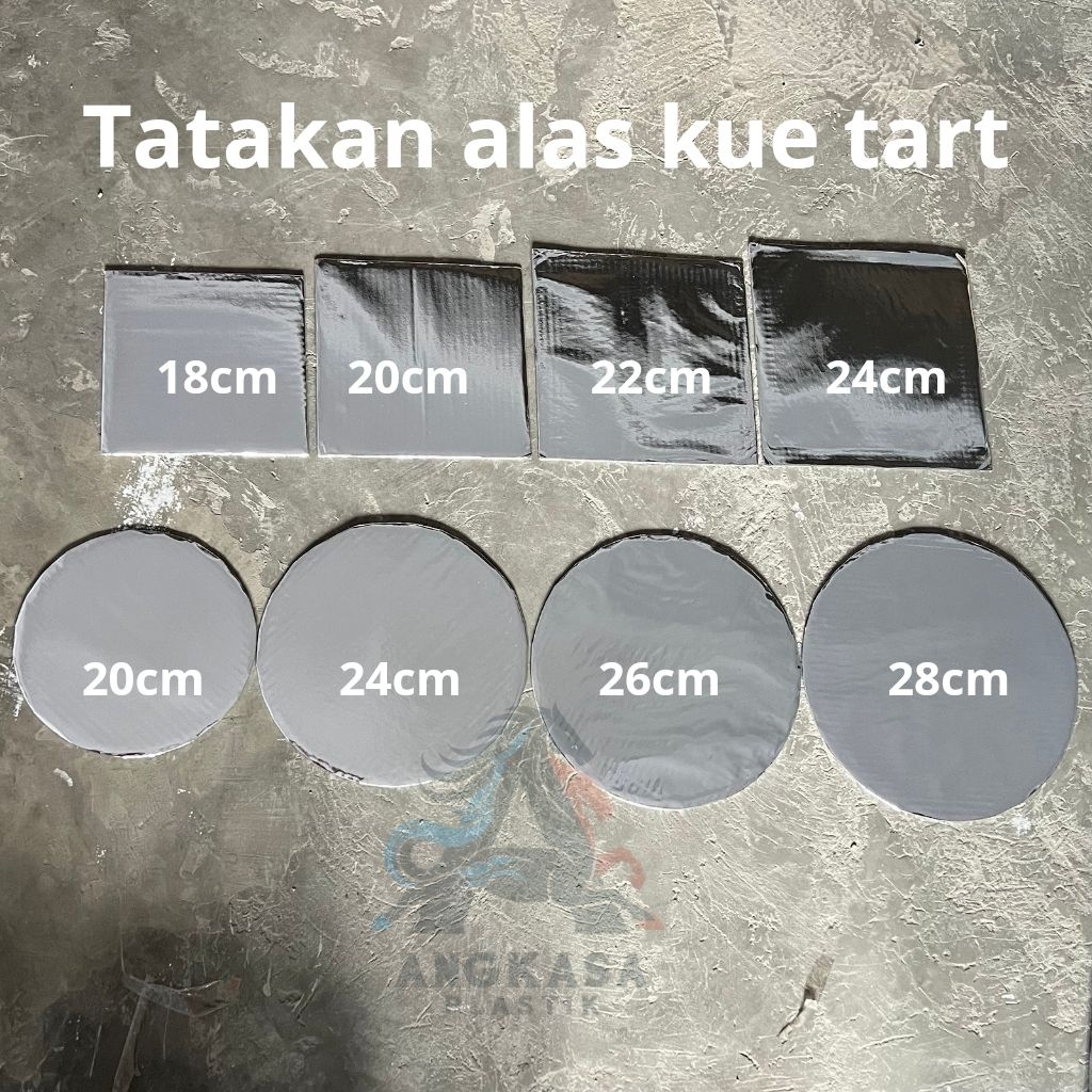 tatakan kue tart persegi & lingkaran 18/20/22/24/26/28 cm / tatakan alas kue petak & bulat / alas ku
