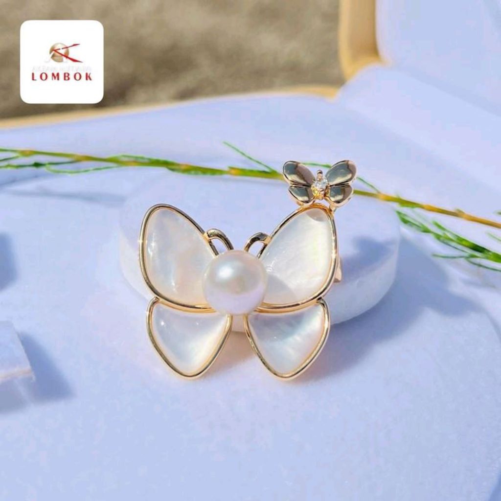 Bros rhodium mutiara air laut asli lombok/Bros mutiara laut/Bros hijab