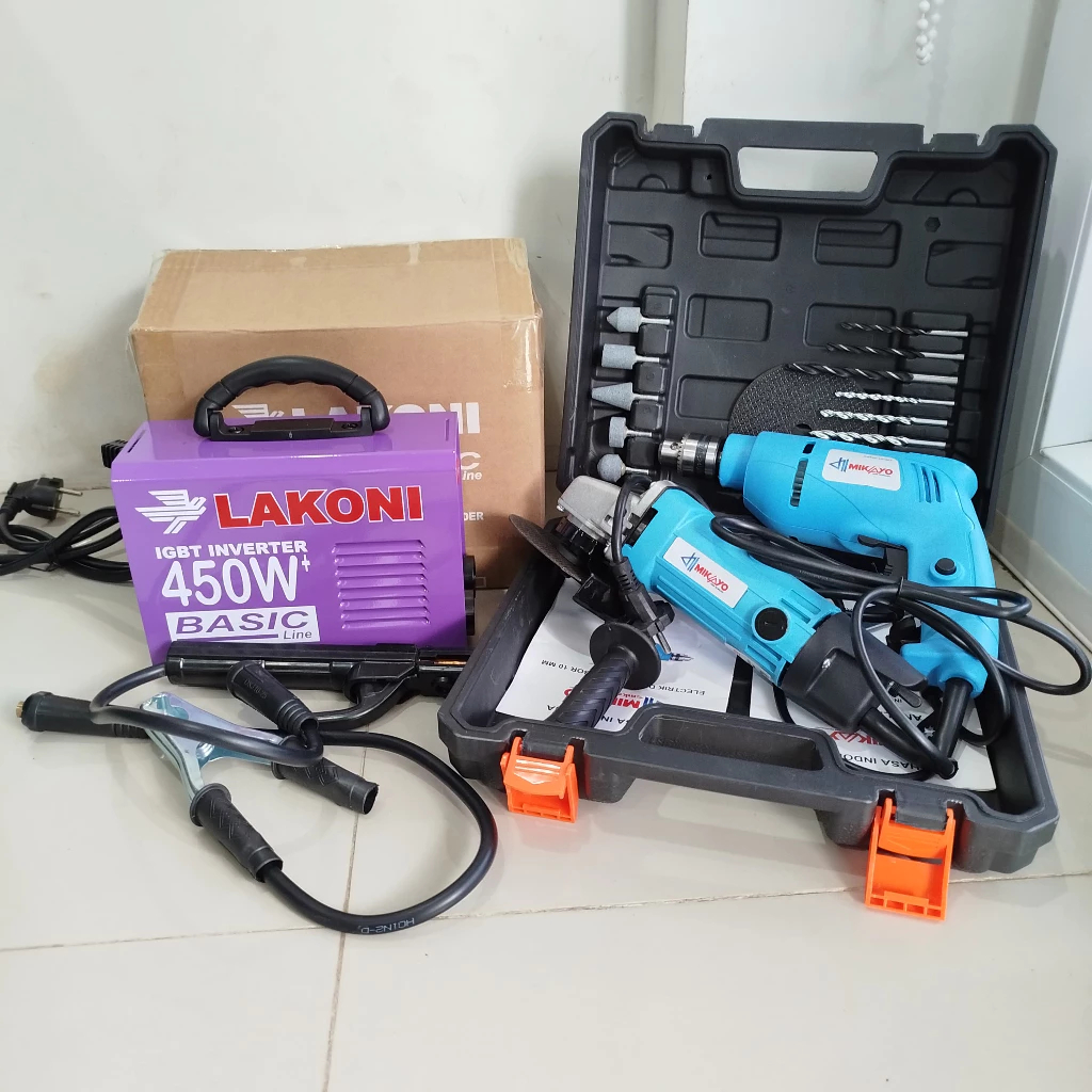 PAKET 3 ITEM Mesin Las YUKIDO 130A 450watt + Gerinda YUKIDO + Bor YUKIDO 10mm