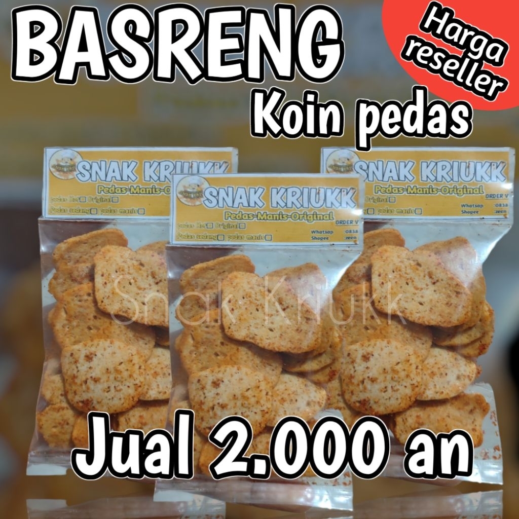 

Basreng Koin pedas 25 gram Untuk di jual lagi , basreng pedas Snak Kriukk|zeenjayashop