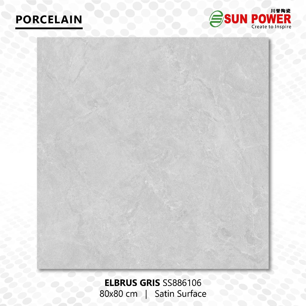 Granit Lantai Honed (Satin) 80x80 - Elbrus Gris | Sun Power