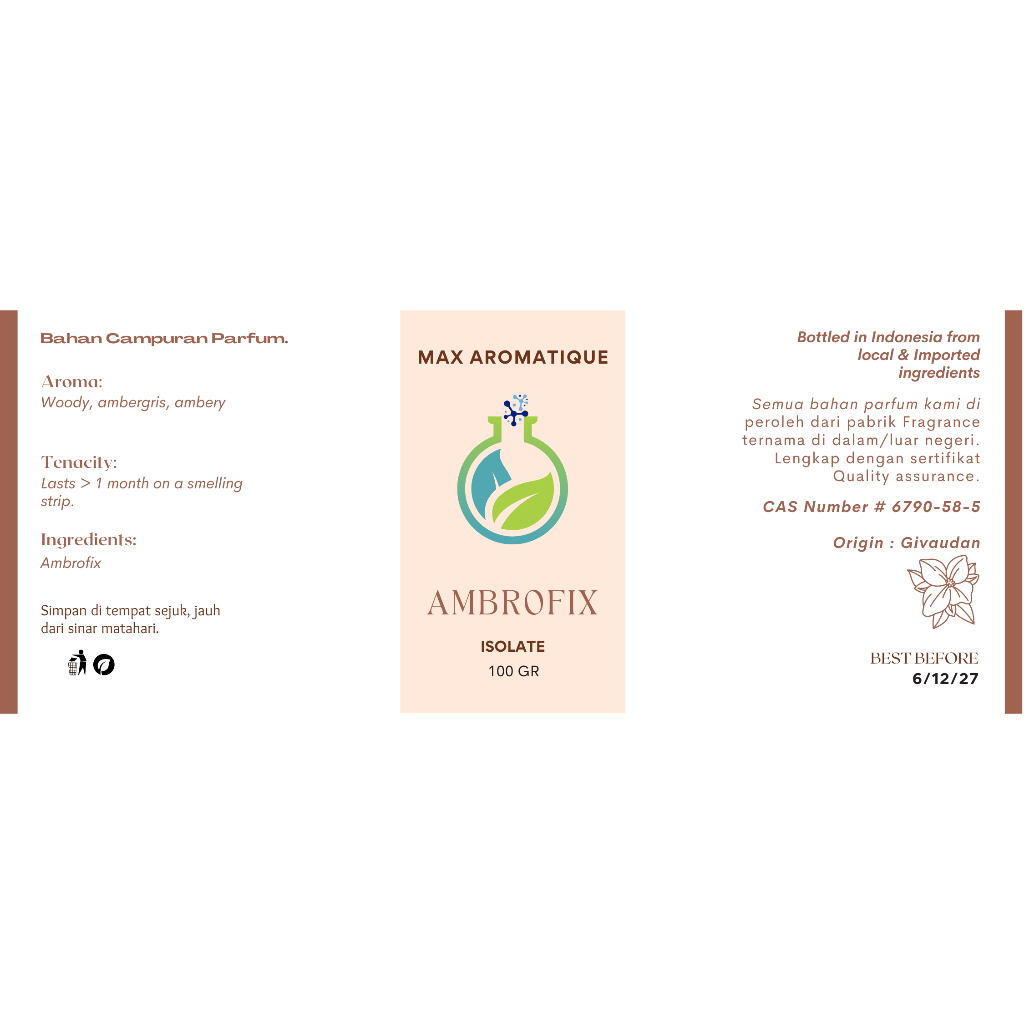 Max Aromatique Original Ambrofix Crystals 100 GR Aromatic Chemicals - Asli Product Givaudan Aroma Am