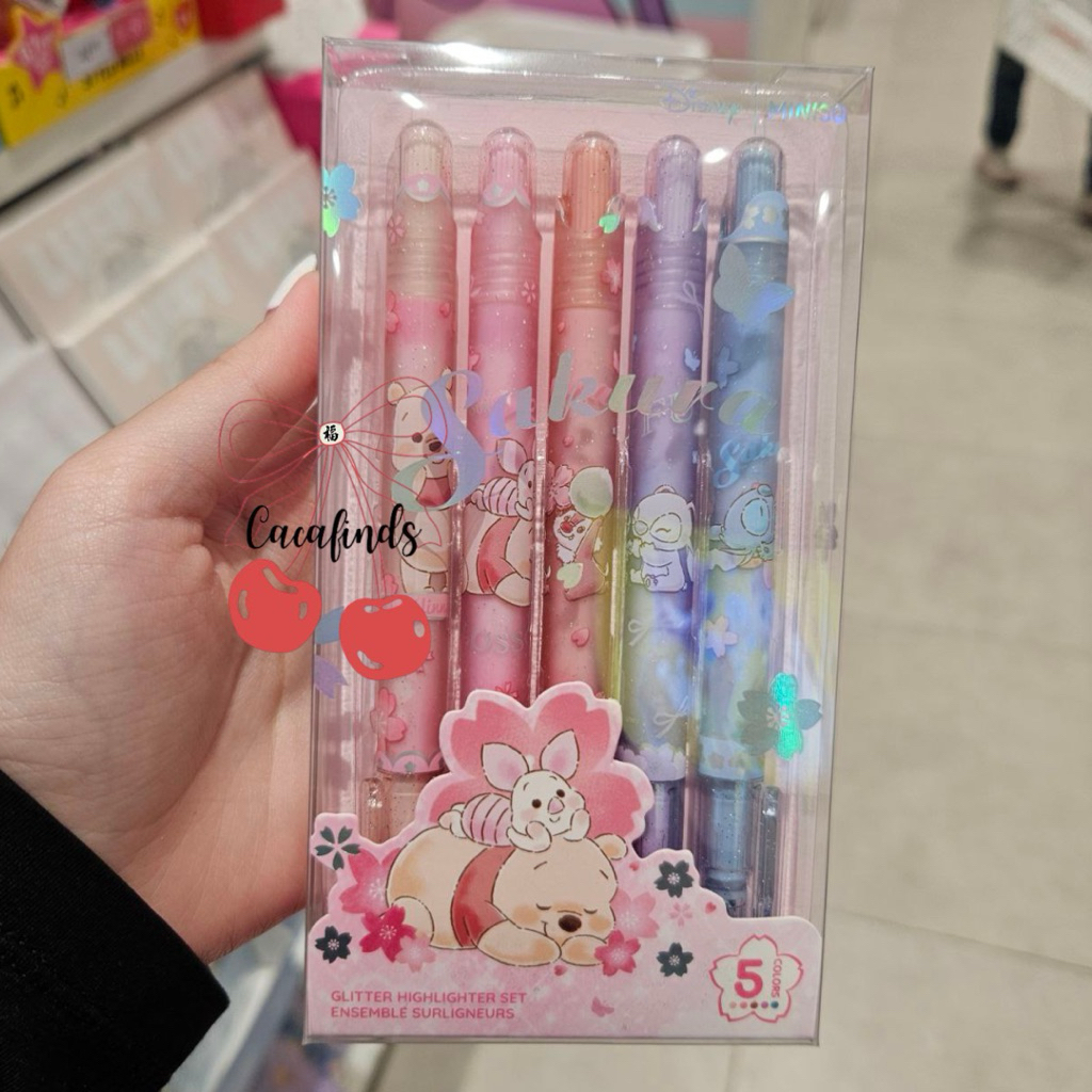 

MINISO x Disney‼️Stabilo Gliter / Highlighter Glitter Sakura Season Winnie The Pooh Collections (1 set)