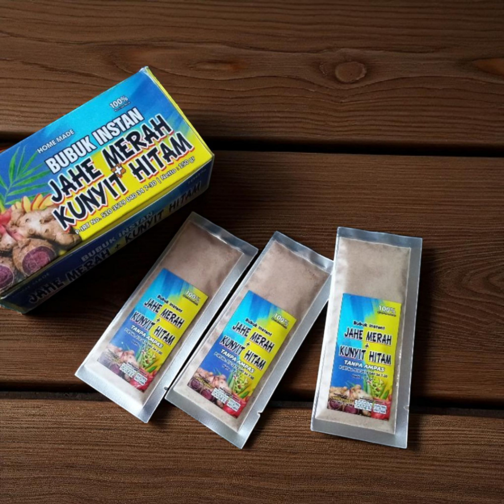 

Bubuk Minuman Instan Jahe Merah+Kunyit Hitam 150gr Herbal Alami Tanpa Ampas