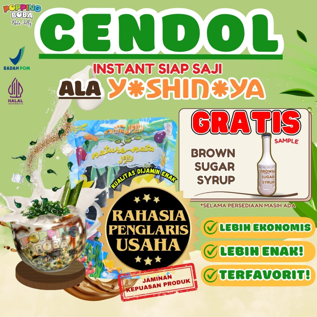 

JellyCendolKecebongAlaYoshinoyaPelengkap MOM'S RECIPE Bubuk Agar Jelly Powder - Jelly Cendol Kecebong 500 Gram | Cocok Untuk Semua Jenis Minuman