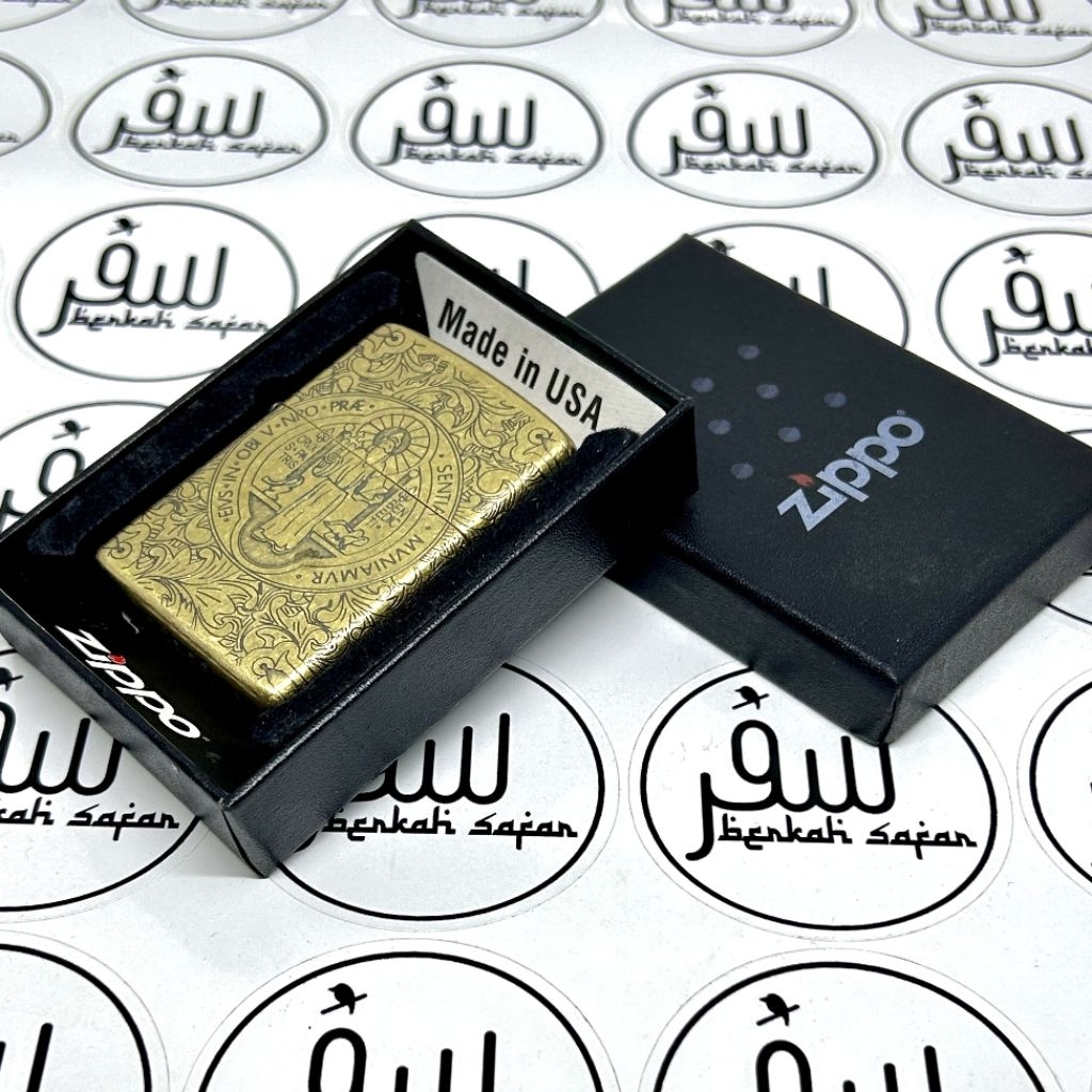 Korek Zippo Gold Antique Constantine Benedict Engraved Original