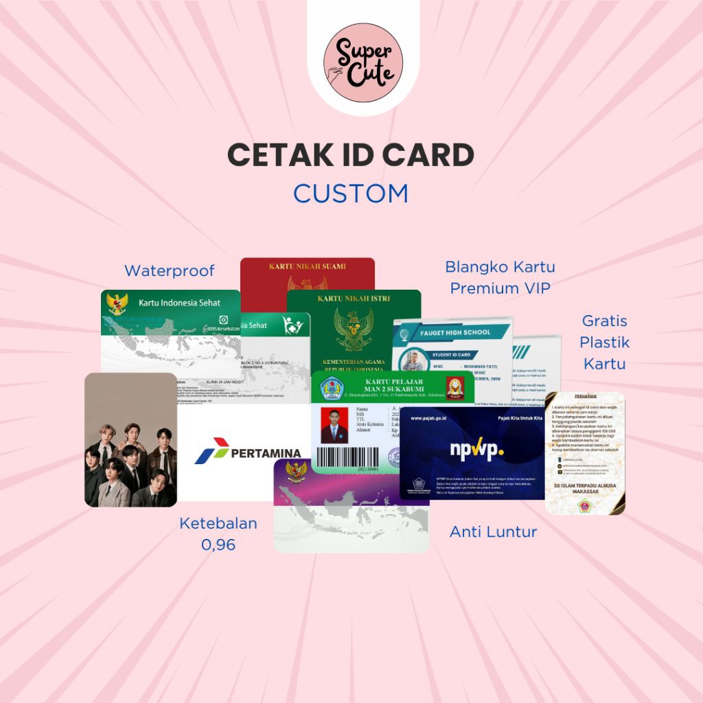 

SuperCute CETAK ID CARD PREMIUM VIP Tebal 0.96 2 SISI ANTI LUNTUR