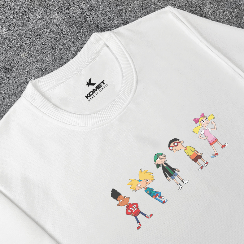 Hey Arnold - Sweater Crewneck Fleece 300GSM Oversized Putih