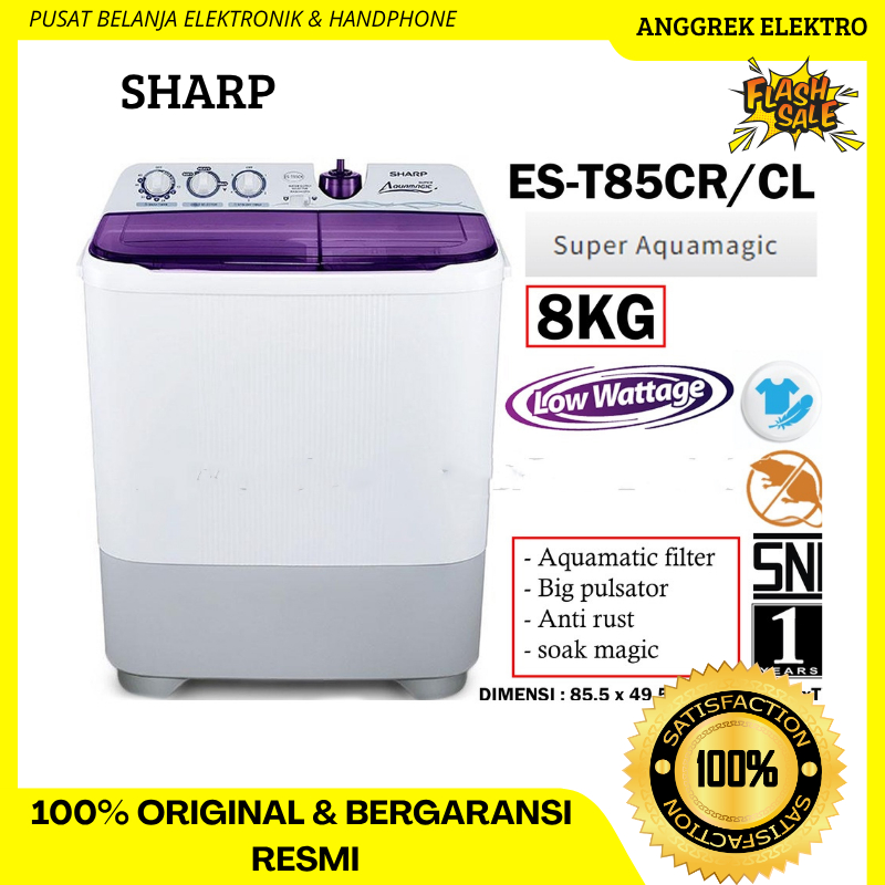 Mesin Cuci SHARP EST 85CR 2 tabung 8kg EST 85 CR Garansi Resmi