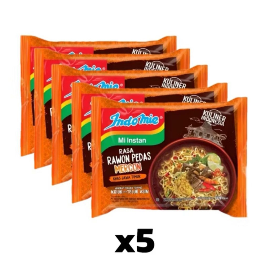 

Mie Instan Indomie Rawon Pedaa Mercon 75 g X5