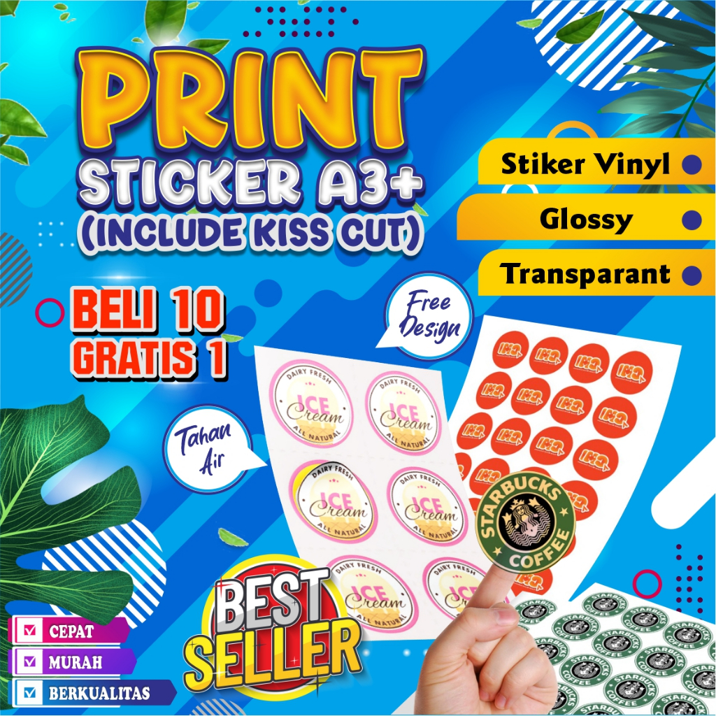 

Cetak Stiker Vynil Label Kemasan / Makanan A3+ Free Cutting