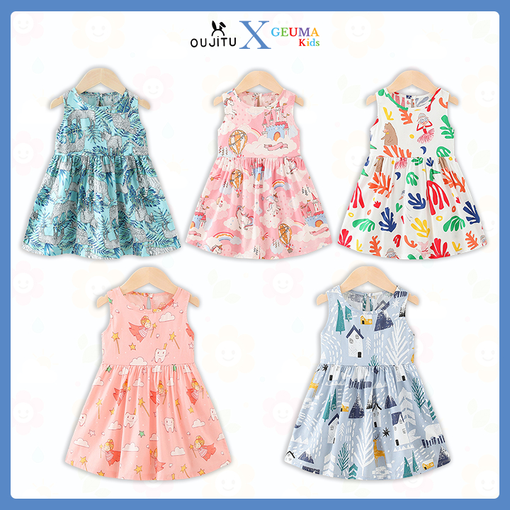 Dress Anak Perempuan Bahan Katun Premium bulanan-6tahun by Oujitu