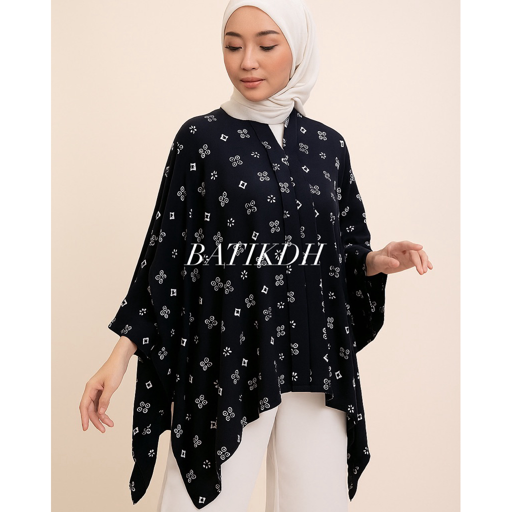 Blus Batik Kartini Jumputan Handmade Solo Warna Hitam Bahan Rayon Premium