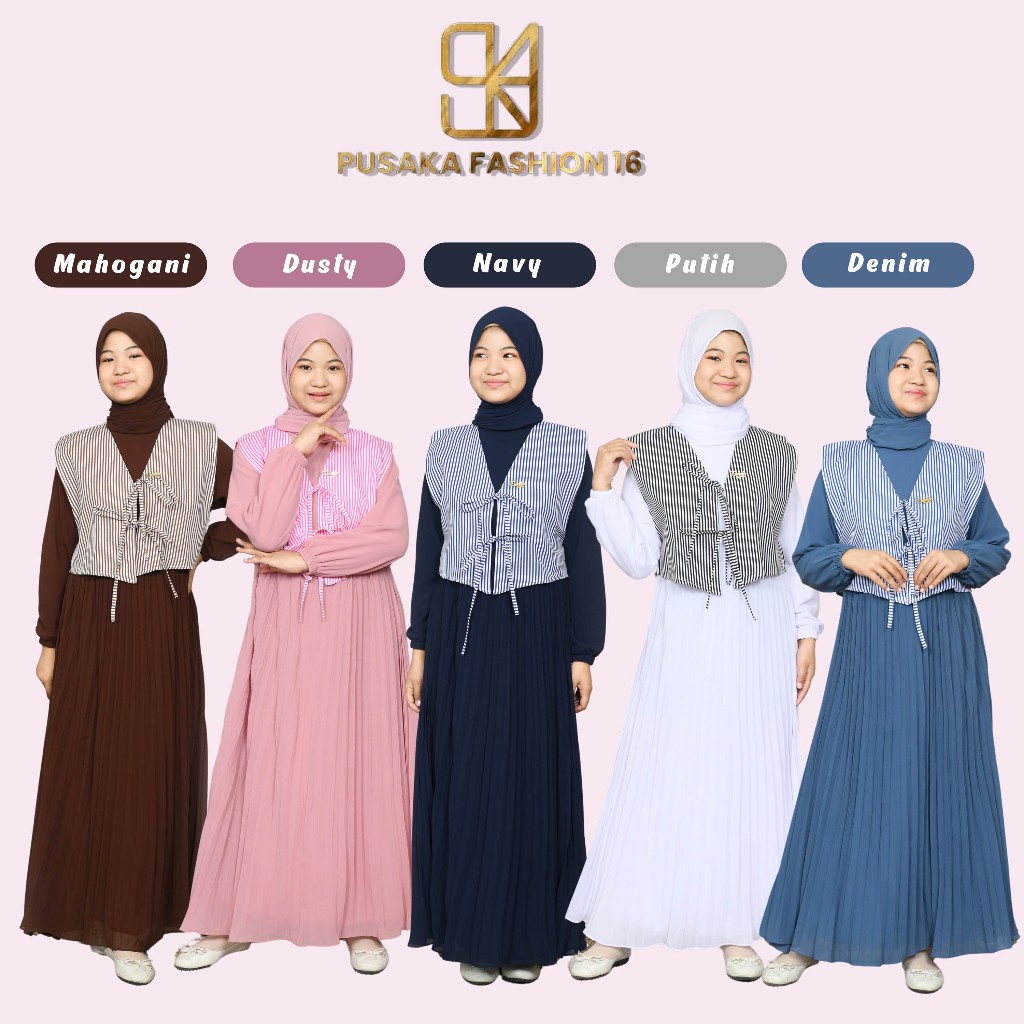 Promo Terbaru Janne Gamis Anak Remaja Tanggung Perempuan Muslim Plisket Ceruty Korean Style Free