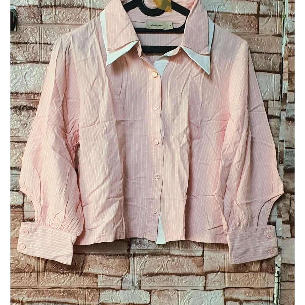 Preloved | Kemeja Moscato Pink Garis