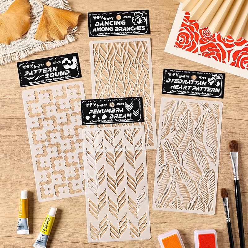 

[Artopia] 4pcs Stencil Cetakan Stempel Stamp Stensil Texture Background Scrapbook
