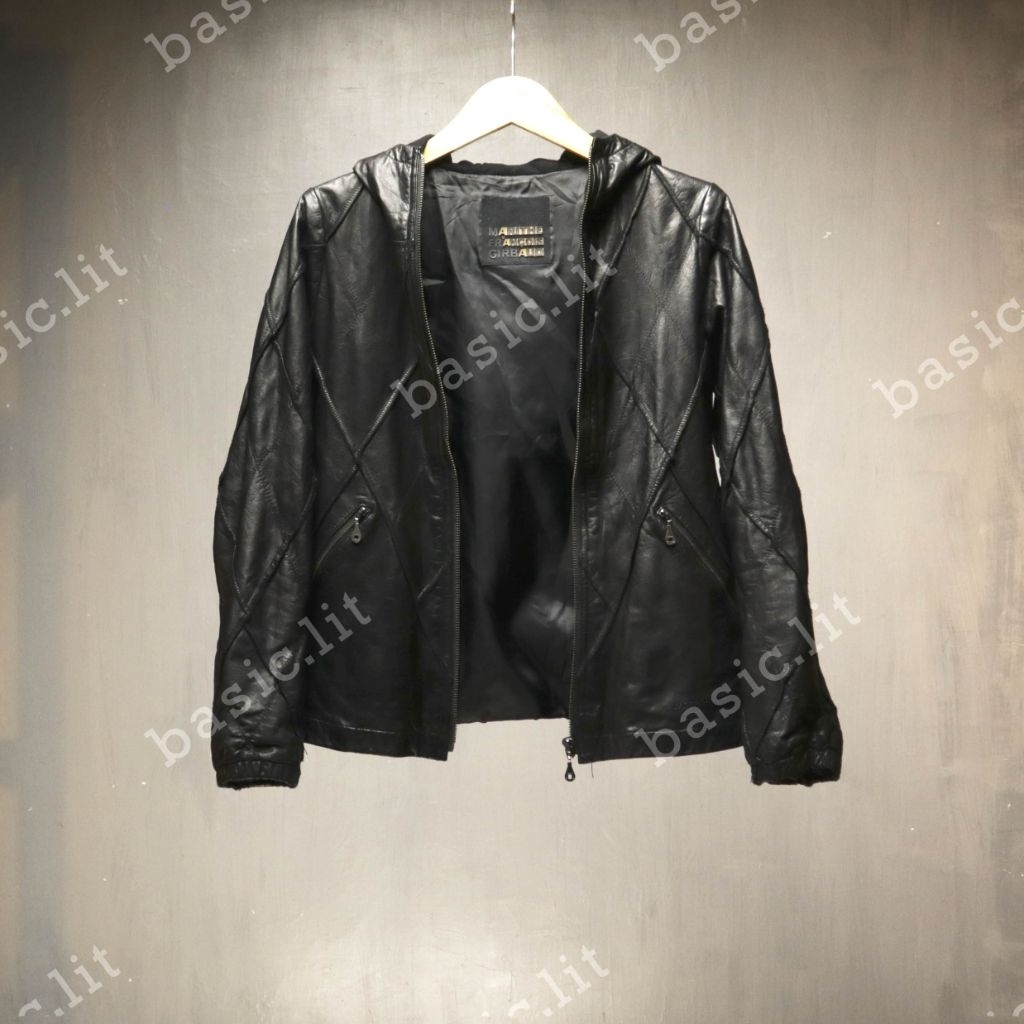Marithe Francois Girbaud patchwork hoodie leather jacket second preloved