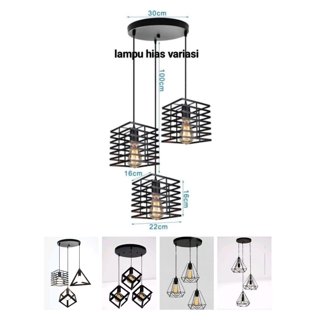 lampu hias kap bulat +bohlam 3pcs