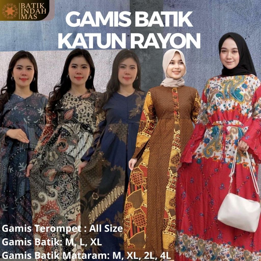 GAMIS BATIK MATARAM & SUSUN REMPEL BAHAN KATUN RAYON KUALITAS KENCANA UNGU ADEM, NYAMAN, TAMPIL MODI