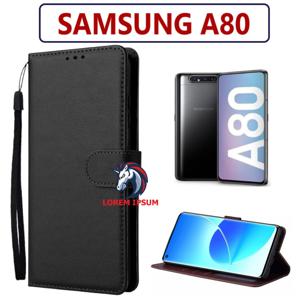 LEATHER CASING SAMSUNG A80 CASE KULIT FLIP WALLET LEATHER KULIT PREMIUM SARUNG BUKA TUTUP KESING HP 