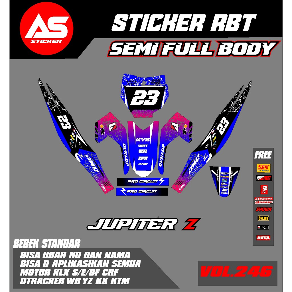 Sticker RBT JUPITER Z FULL BODY  MOTOR RBT BEBEK MODIF SUPERMOTO YZ CRF KLX KX KTM RBT new terbaru M