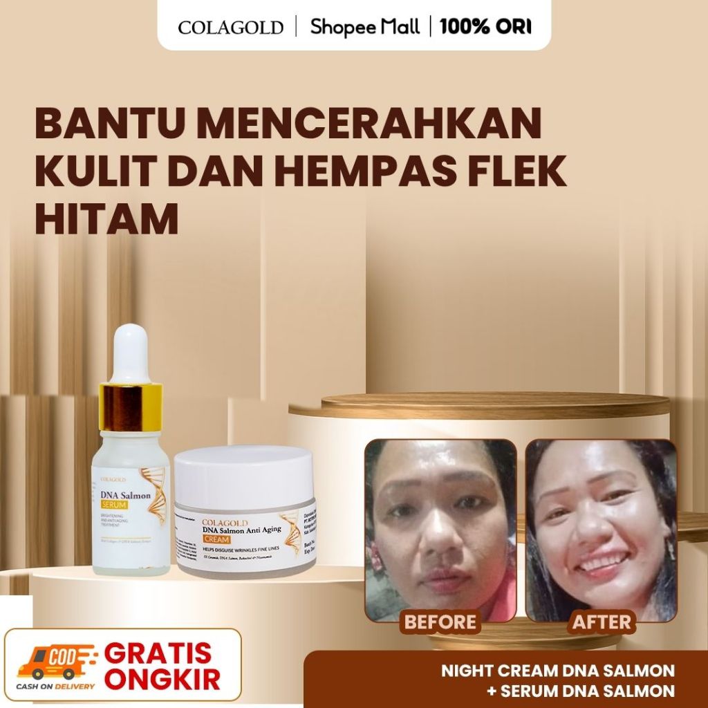 Colagold Bantu Mencerahkan Kulit dan Hempas Flek Hitam | Suplemen DNA Salmon + Night Cream