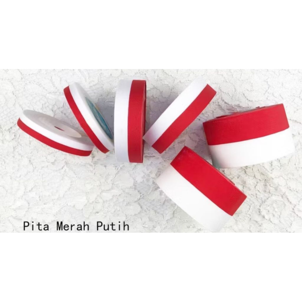 

Grosir pita merah putih lebar 1cm dan 2,5cm untuk per 10 gulung pita