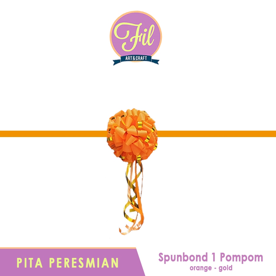 

Pita Peresmian / Gunting Pita / Pita Bulat / Pita Pompom Peresmian / Oren - Gold