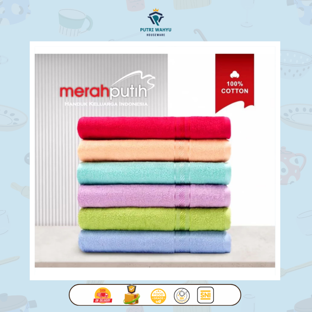 Grosir Handuk Merah Putih Uk. 50x100 (12 Pcs) Grade A / Handuk Merah Putih 50x100