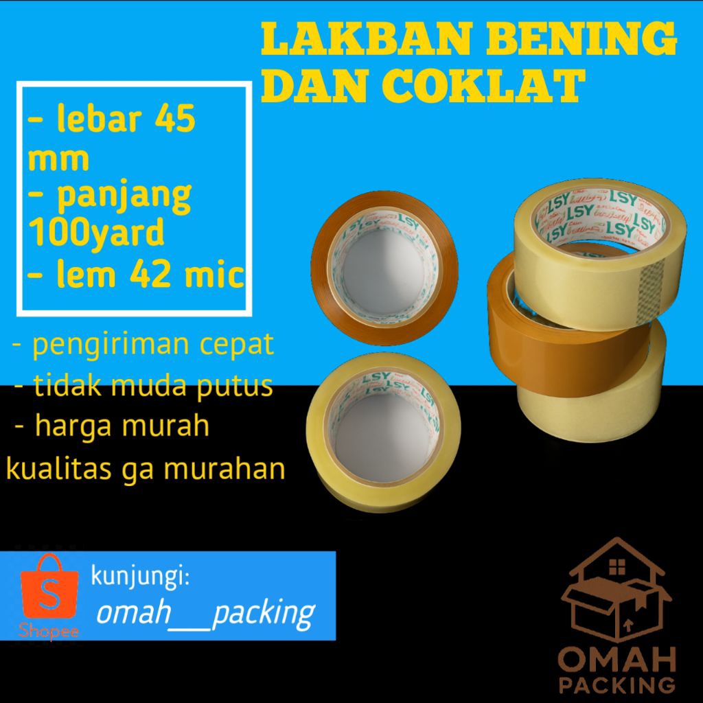 

lakban bening-coklat termurah 45mm x 100yard (CHO)