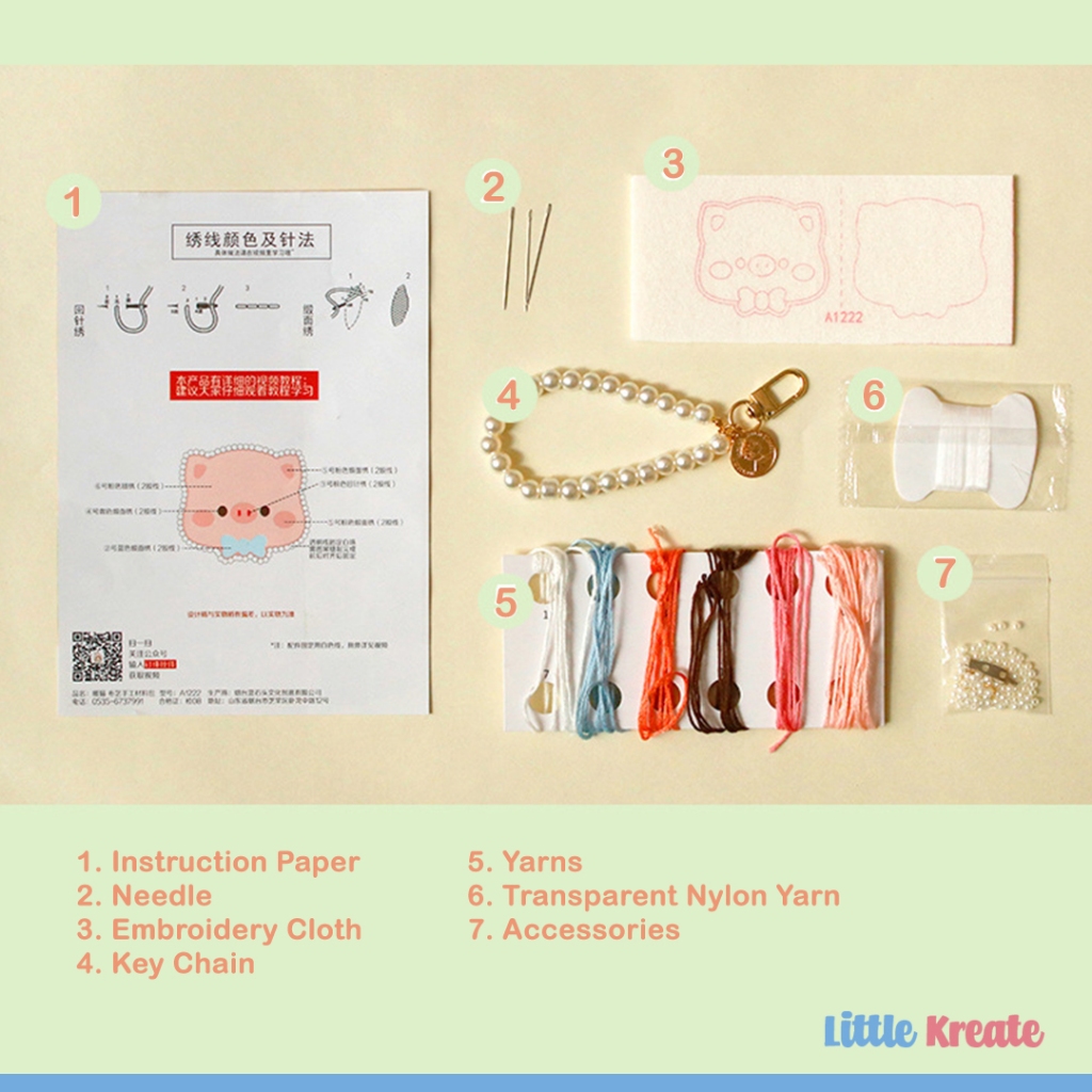 EG#106 DIY Gantungan Kunci Sulam Jarum / DIY Key Chain Embroidery Set / Paket Sulam Menyulam / Jahit