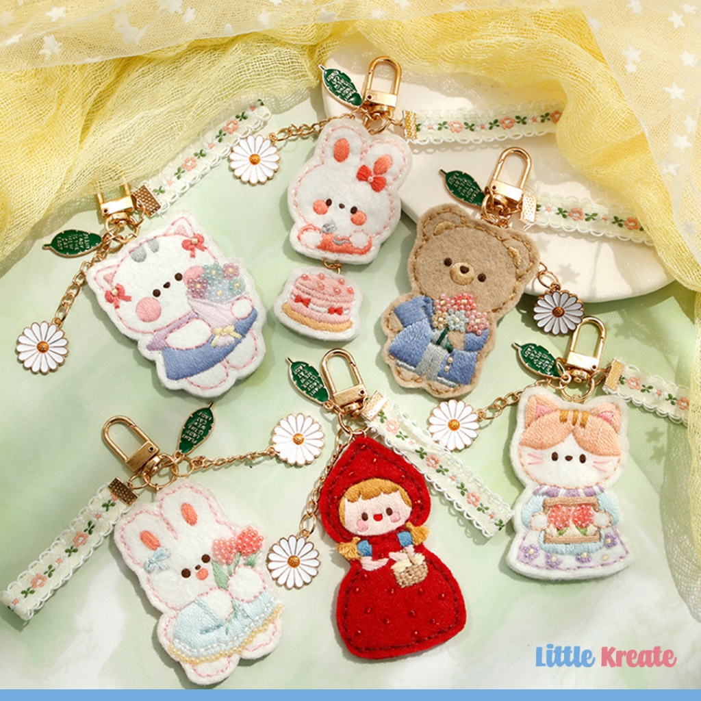 EG#106 DIY Gantungan Kunci Sulam Jarum / DIY Key Chain Embroidery Set / Paket Sulam Menyulam / Jahit