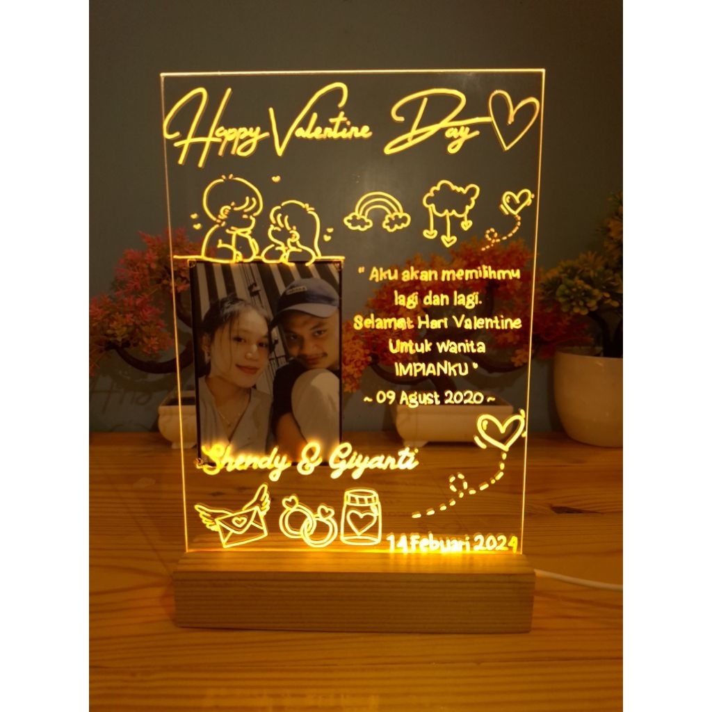 kado valentine day kado akrilik custom foto led