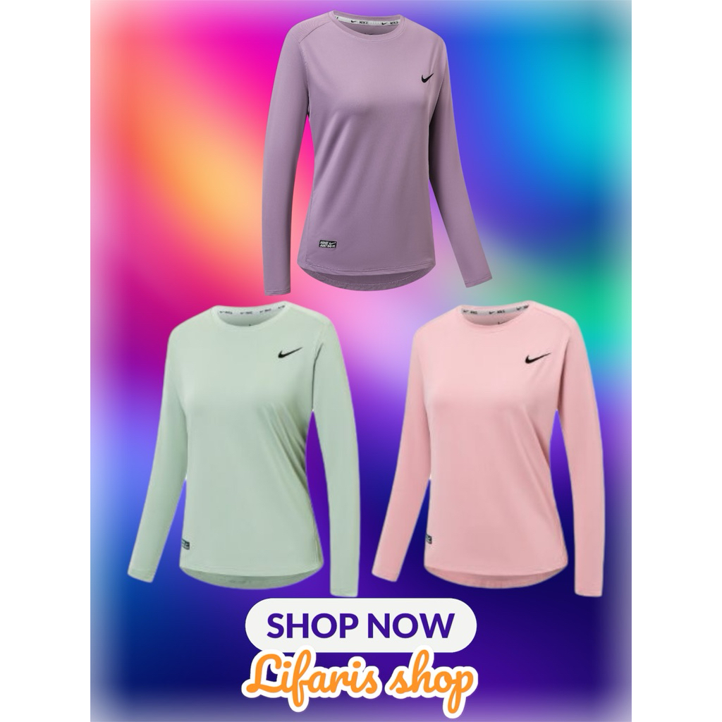 KAOS WANITA OLAHRAGA LENGAN PANJANG OLAHRAGA RUNNING GYM