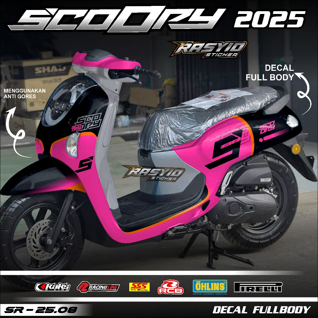 COD Sticker Decal Full Body Honda Scoopy Tahun 2025 Sticker Full Body Scoopy 2025 Motif Racing Simpl