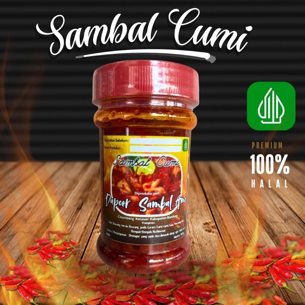 

Sambal Cumi Pedas Sedang Kemasan Toples 140g. samabal manis gurih Pedas.