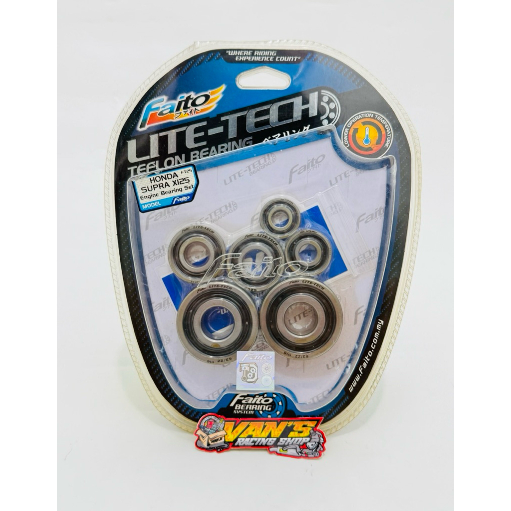 BEARING LAHAR MESIN FULL FAITO LITE TECH ( TEFLON ) SUPRA X 125 CC | KHARISMA | KIRANA | KPH | SUPRA