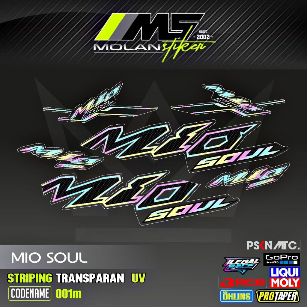Decal Sticker Striping Variasi Transparan Uv Mio Soul Karbu 2006-2012 Mio Soul 115 Mio Soul Lama/Old