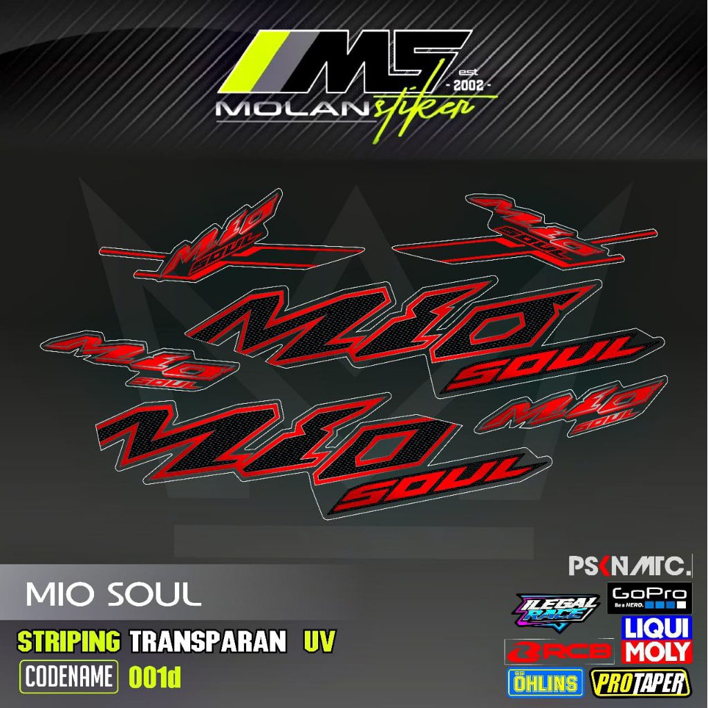 Decal Sticker Striping Variasi Transparan Uv Mio Soul Karbu 2006-2012 Mio Soul 115 Mio Soul Lama/Old