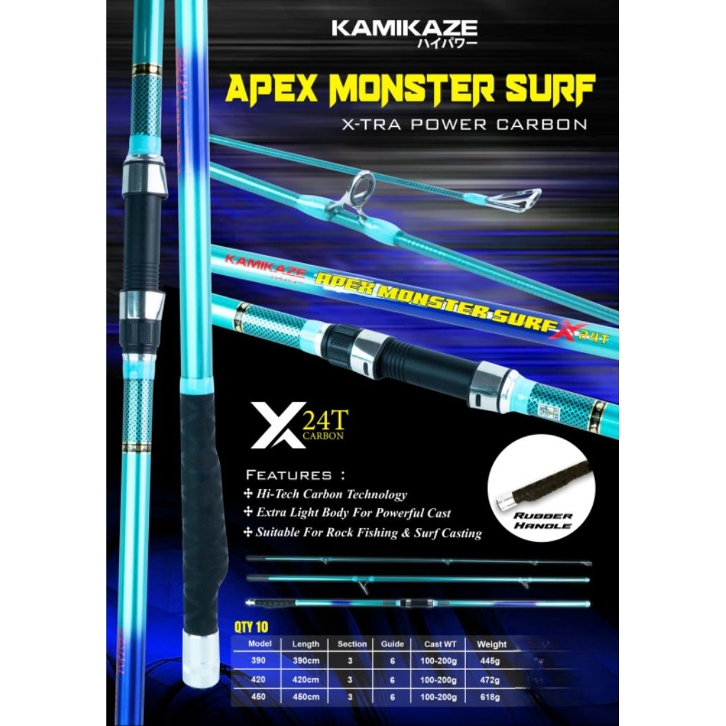joran pasiran kamikaze apex monster surf 420 cm