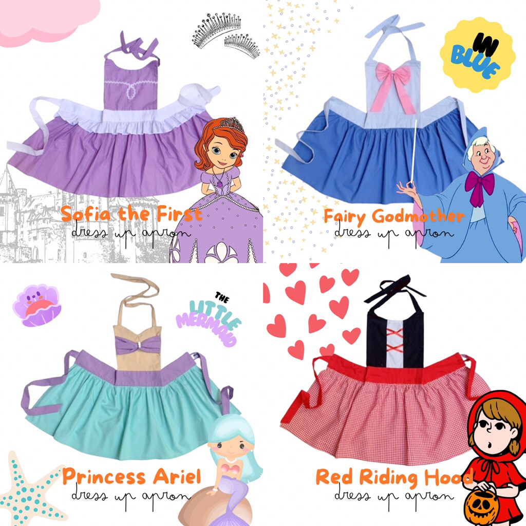 Dress Up Apron Karakter Princess Apron Costume Sofia the First Fairy Godmother Ariel Little Mermaid,