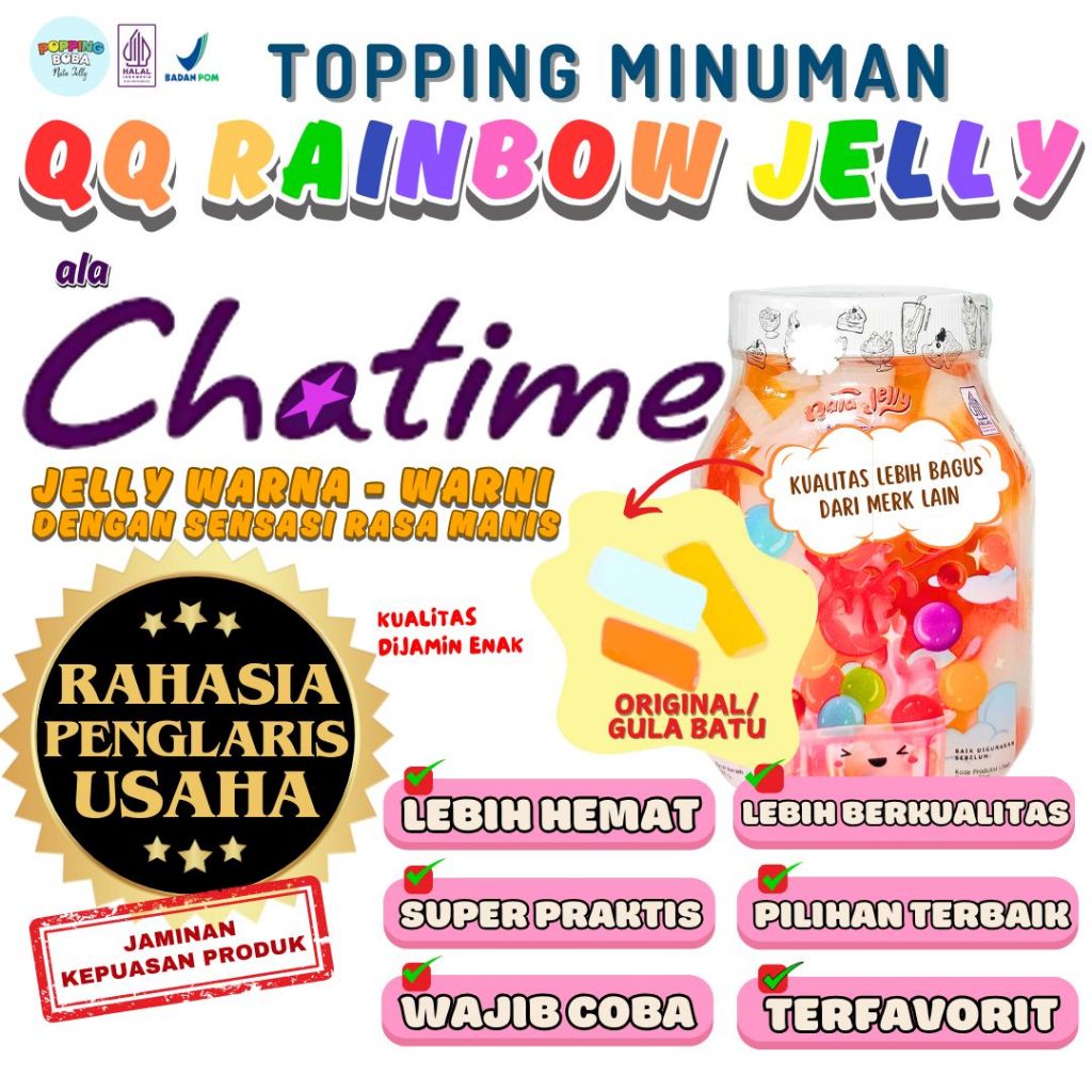 

QQRainbowJellyKonyakuToppingMinumanPerpaduan MILK BARN Susu Kental Manis - Rainbow Jelly Original 500 Gram | Cocok Untuk Semua Jenis Minuman