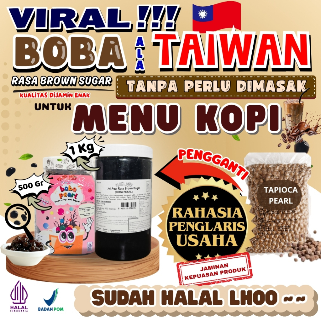 

BobaTapiocaPearlSiapSajiPerpaduan MILK BARN Susu Kental Manis - Boba Pearl Brown Sugar 1 Kg | Cocok Untuk Semua Jenis Minuman