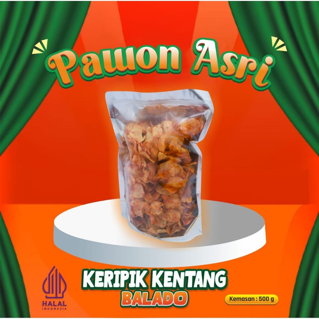 

KERIPIK KENTANG BALADO 500 GRAM,GARING/FRES/KRIUK KRIUK TAMPA BAHAN PENGAWET MAKAN