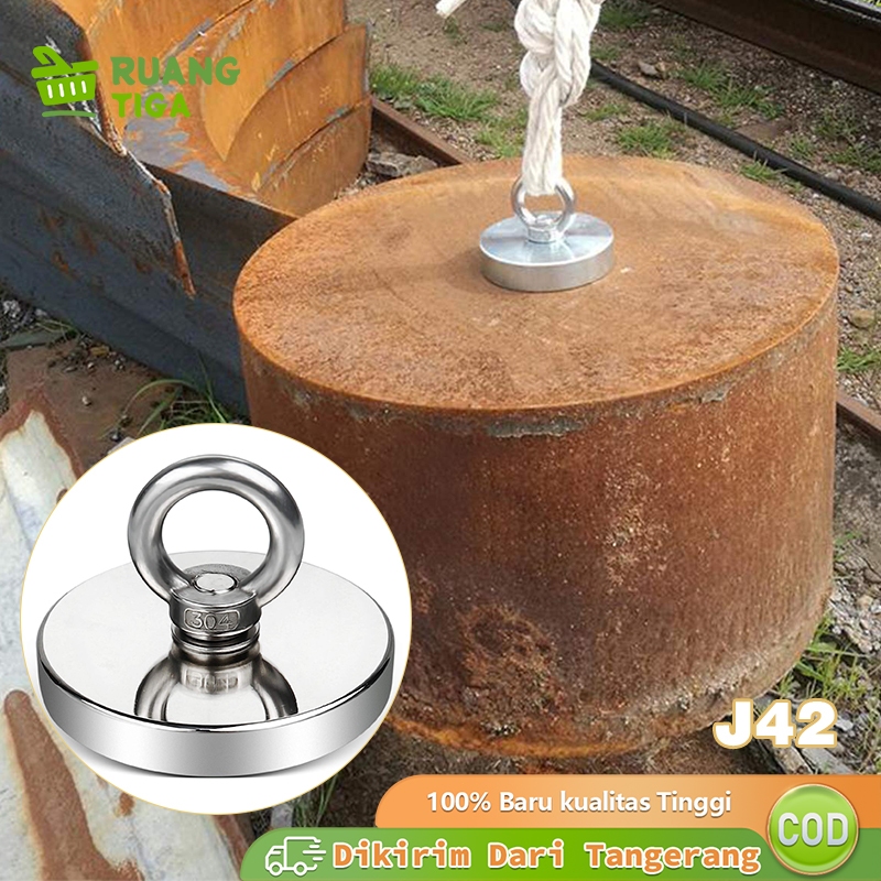 42mm 60kg Magnet Neodymium Strong Bulat Magnet Super Kuat Hook Bulat Alat Magnet Fishing