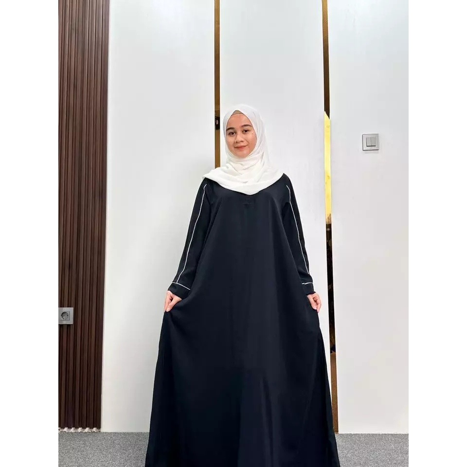 SYIFA ABAYA| Abaya Basic Turki | Gamis Abaya List Putih | Gamis Panjang Wanita Syar'i Kekinian