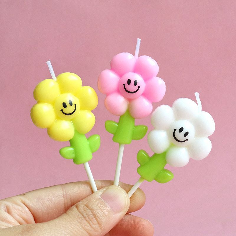 LK001 | LILIN KARAKTER BUNGA ULANG TAHUN | Lilin Dekorasi Korean Style Daisy Cute Candle