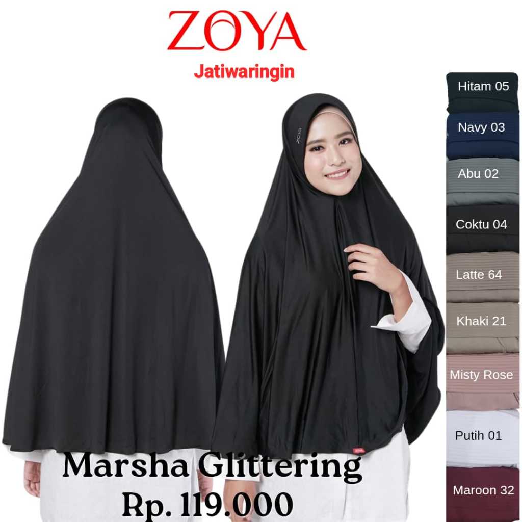 Jilbab Instan Umroh Haji Zoya Marsha Glittering Jumbo Setara XL