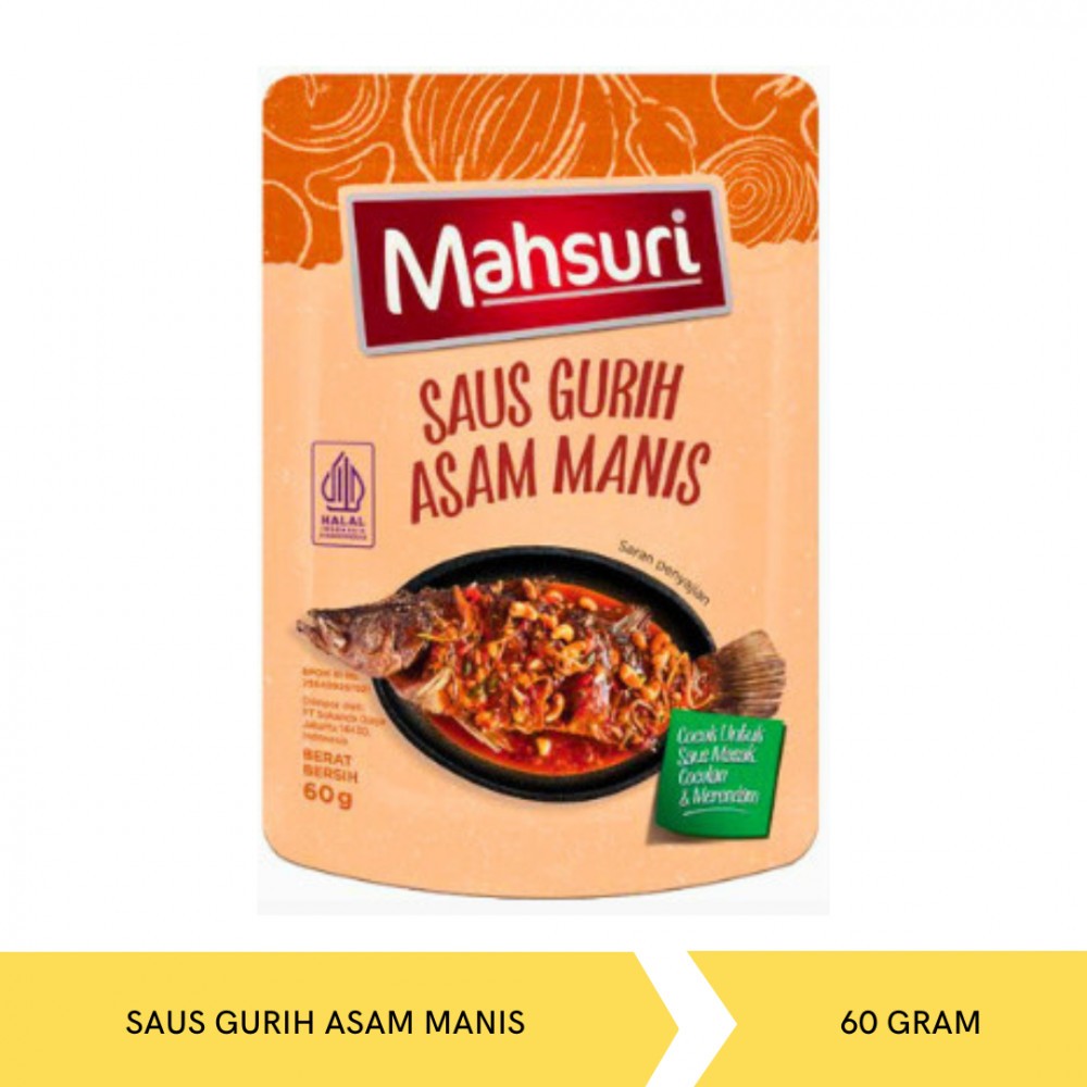 

[oddsolshop] pekanbaru/Mahsuri Saus Gurih Asam Manis 60GR Sweet & Sour Sauce Bumbu Masak Instan